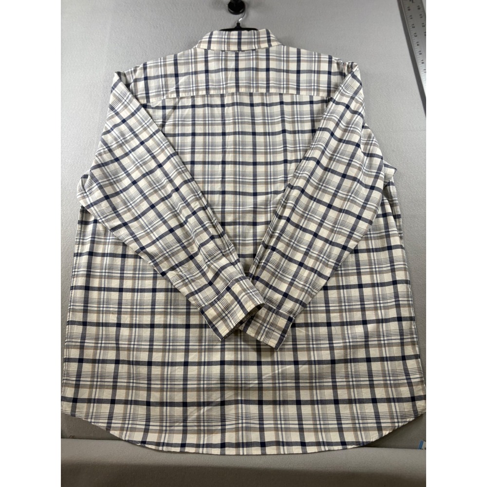 Cremieux Classics Big Man Plaid Button Down Shirt Mens 2XB Blue Tan 100% Cotton - Picture 2 of 13